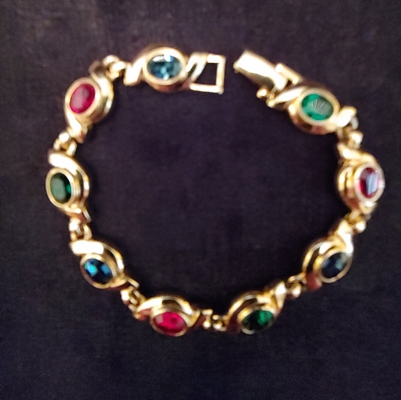 VTG High End  Gripoix Jewel Cabachon Bracelet - Picture 5 of 5